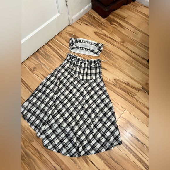 NWT Free People “After You” Set — Cropped Top + Maxi Skirt Black Plaid - Picture 7 of 8